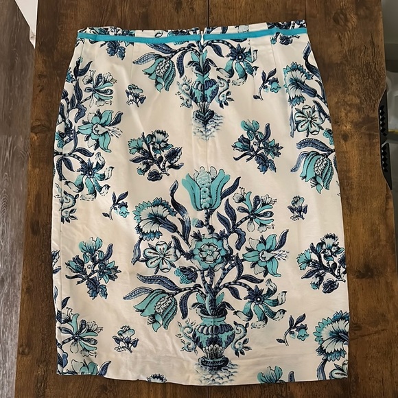 Talbots Dresses & Skirts - NWOT Blue and Cream Floral Pencil Skirt